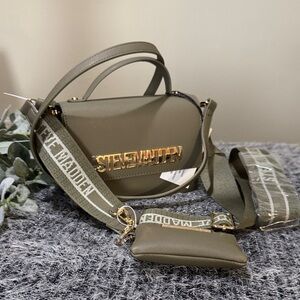 Steve Madden Sage Green Crossbody Bag with Gold Accents